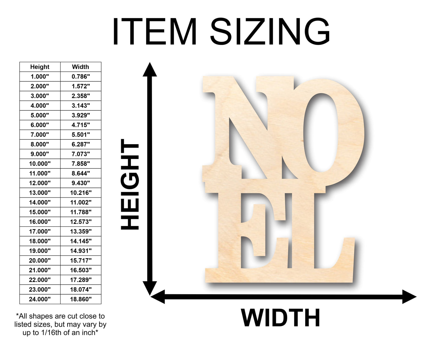 Unfinished Wood Noel Shape - Craft - up to 46" DIY