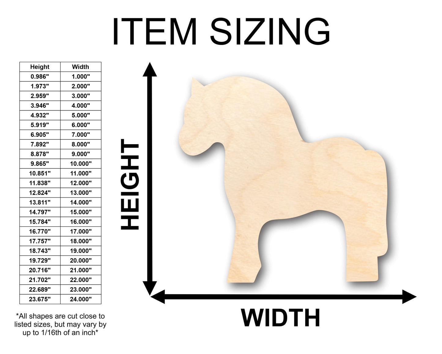 Unfinished Wood Norwegian Fjord Dala Horse Shape - Craft - up to 46" DIY