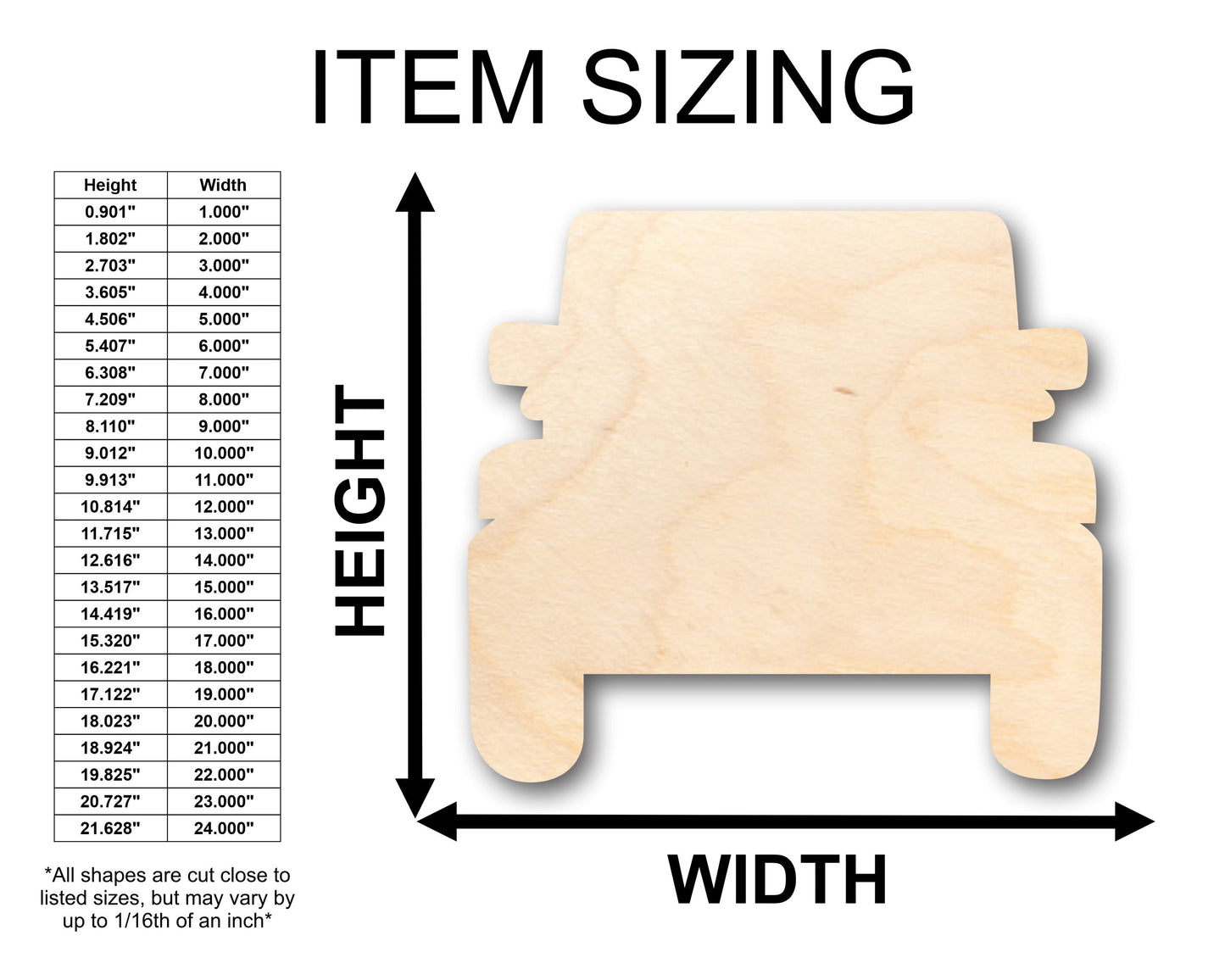 Unfinished Wood Off Road Vehicle Shape - Craft - up to 46" DIY