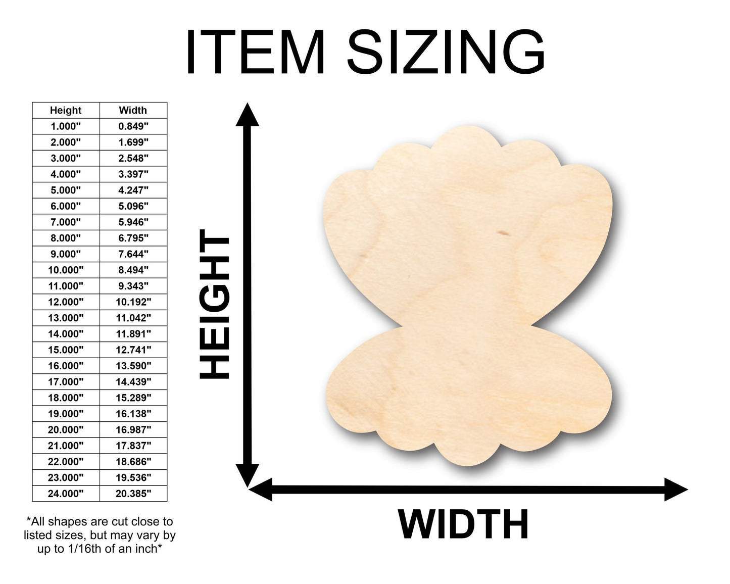 Unfinished Wood Pearl Shape - Craft - up to 46" DIY