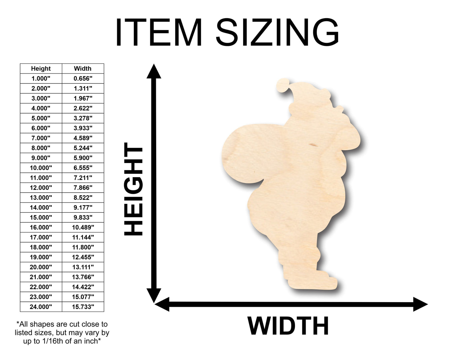 Unfinished Wood Santa Clause Shape - Craft - up to 46" DIY