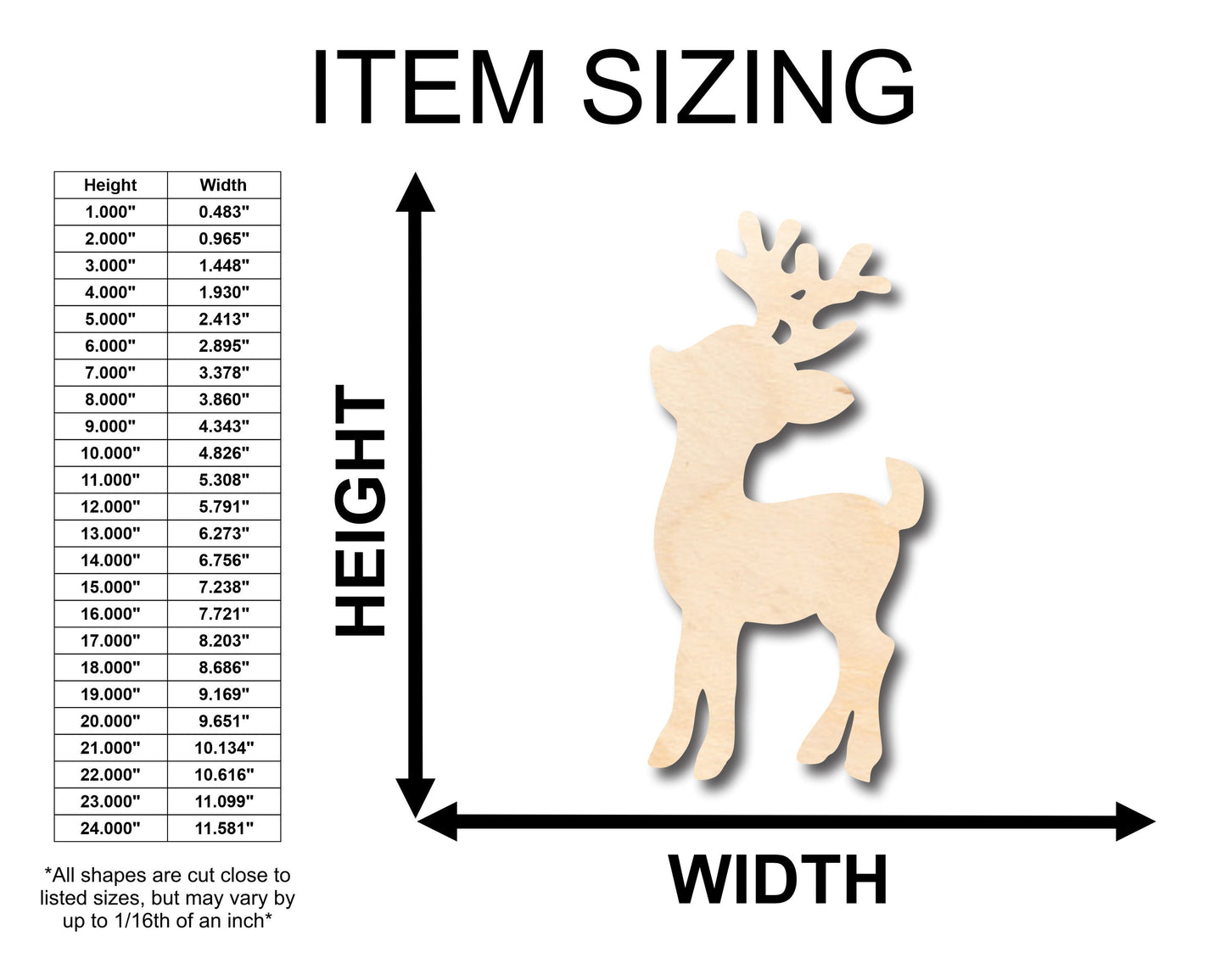 Unfinished Wood Santa's Reindeer Shape - Craft - up to 46" DIY