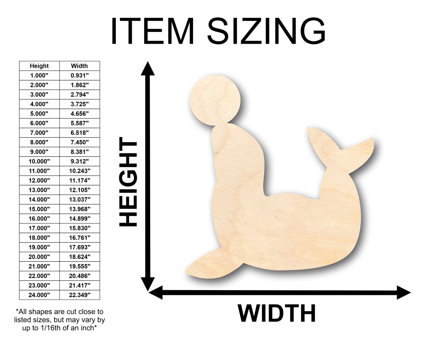 Unfinished Wood Seal with Ball Shape - Craft - up to 46" DIY