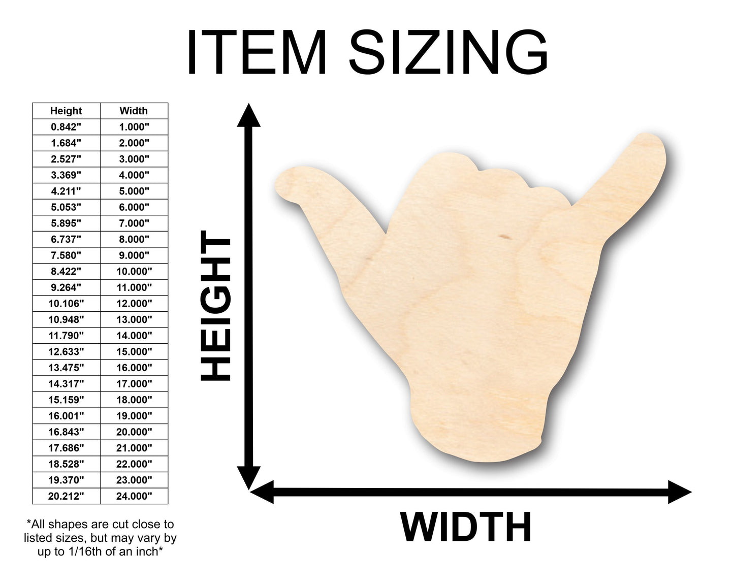 Unfinished Wood Shaka Shape - Craft - up to 46" DIY