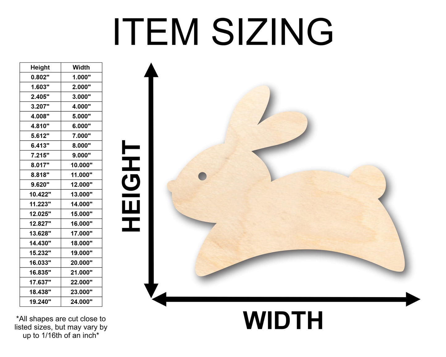 Unfinished Wood Simple Bunny Shape - Craft - up to 46" DIY