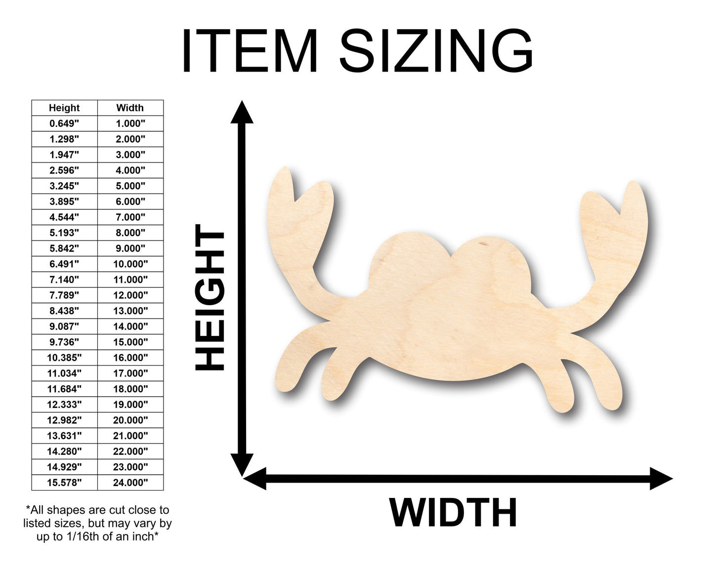 Unfinished Wood Simple Crab Shape - Craft - up to 46" DIY