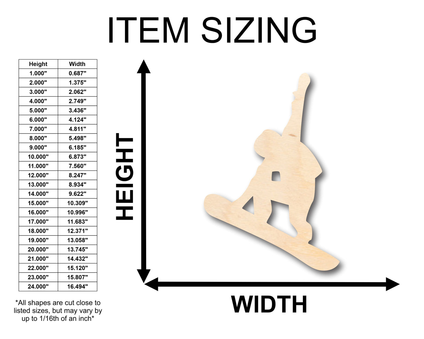 Unfinished Wood Snowboarding Shape - Craft - up to 46" DIY