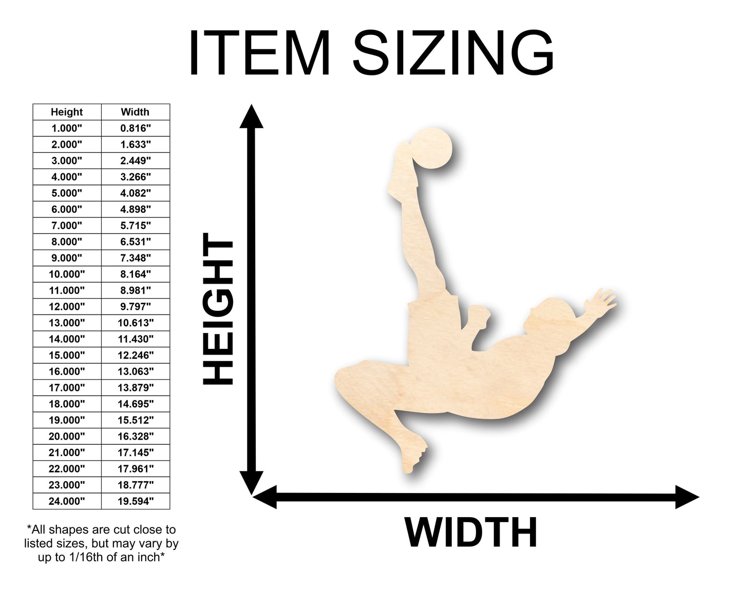 Unfinished Wood Soccer Bicycle Kick Shape - Craft - up to 46" DIY