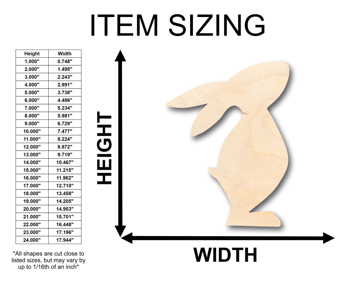 Unfinished Wood Standing Rabbit Shape - Craft - up to 46" DIY
