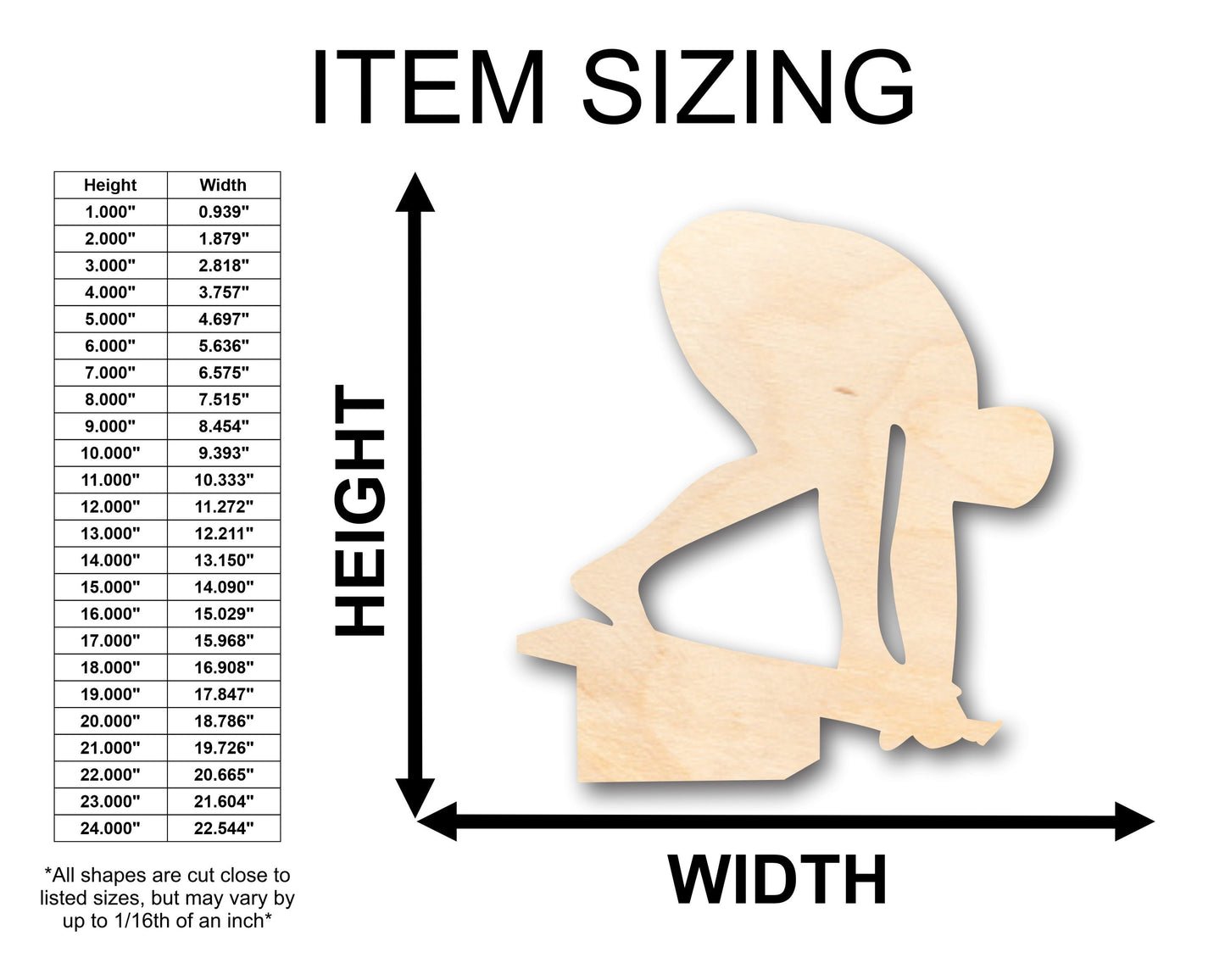 Unfinished Wood Swimming Shape - Craft - up to 46" DIY