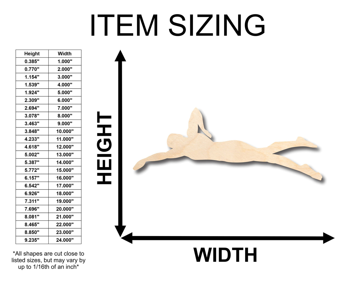 Unfinished Wood Swimming Shape - Craft - up to 46" DIY