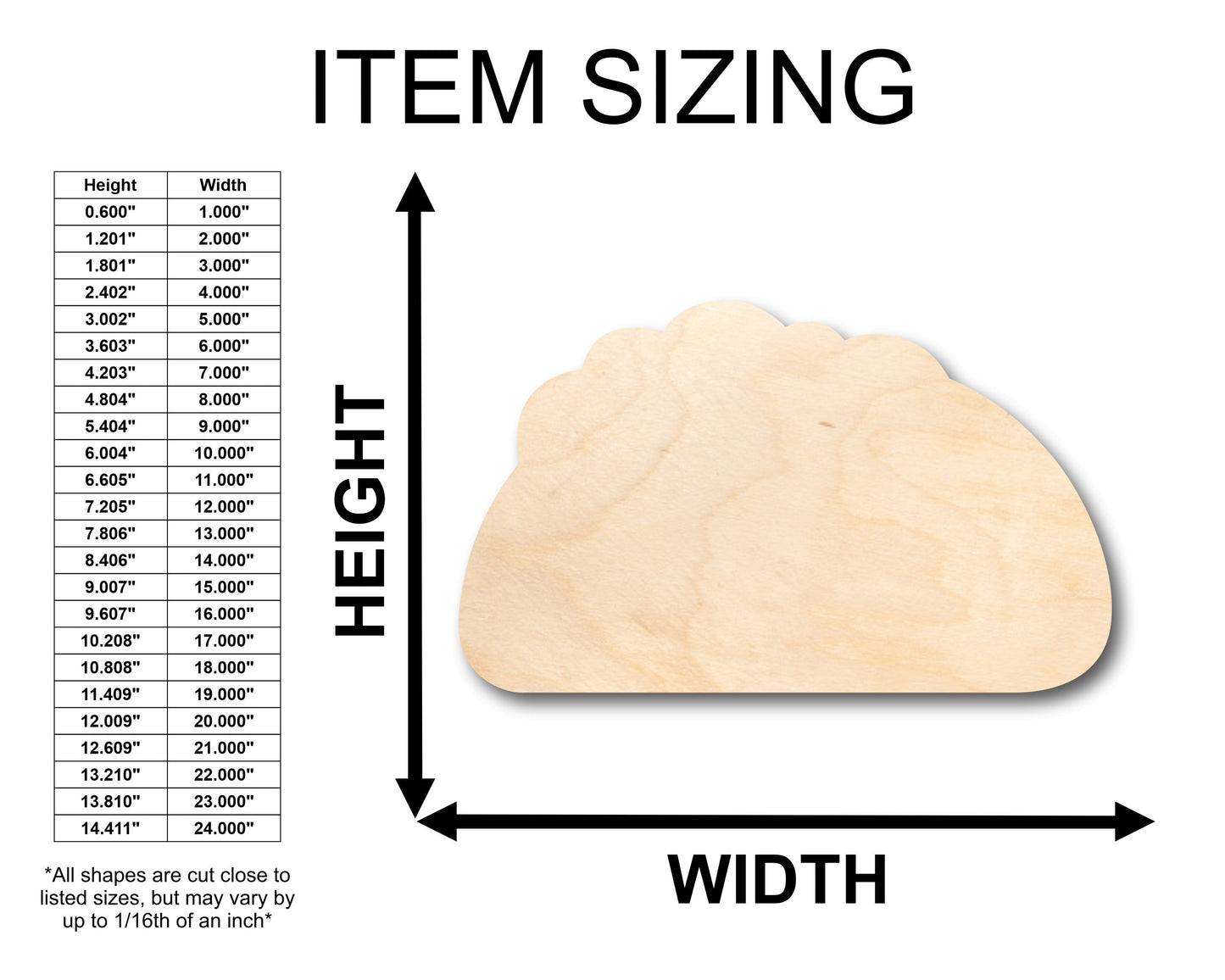 Unfinished Wood Taco Shape - Craft - up to 46" DIY