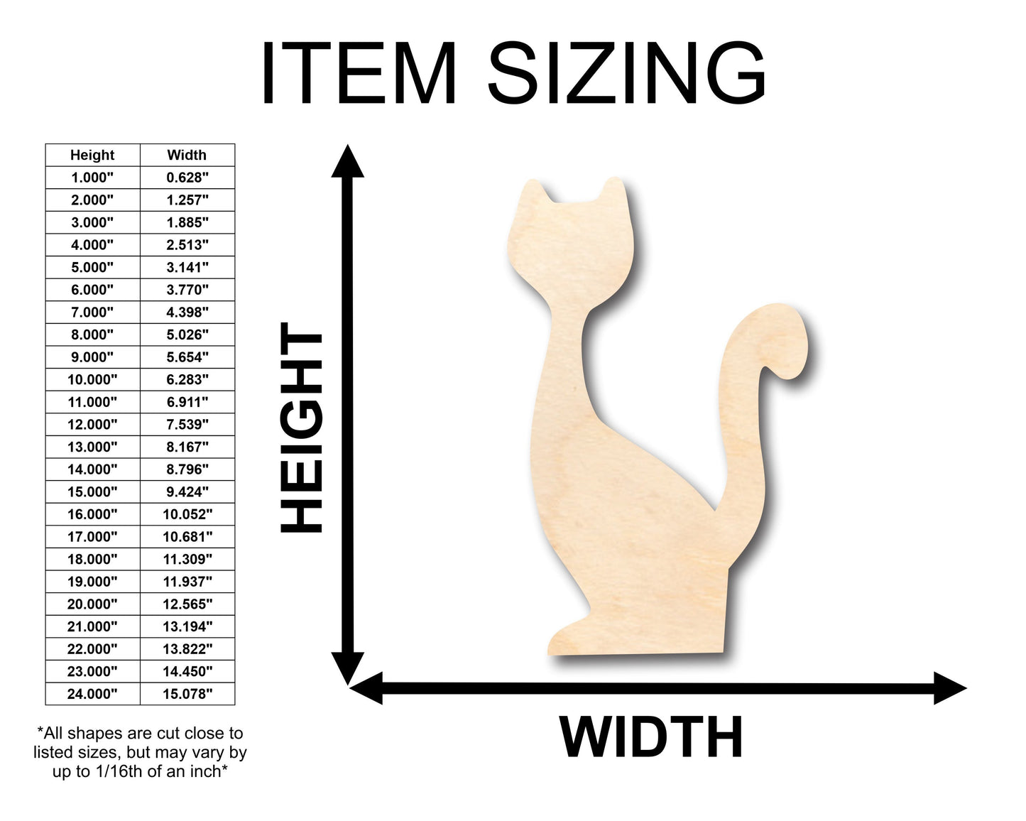Unfinished Wood Tall Cat Shape - Craft - up to 46" DIY