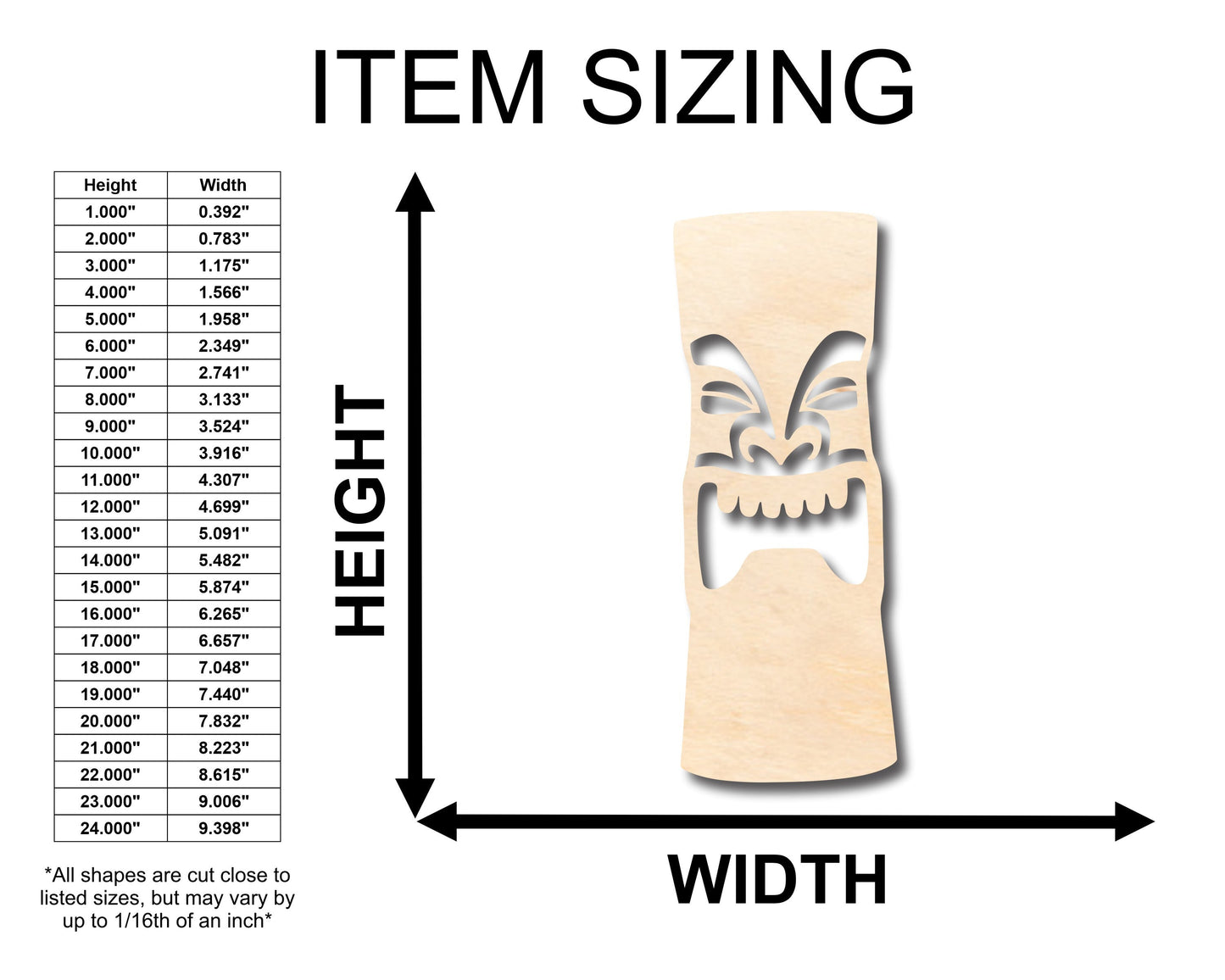 Unfinished Wood Tiki Head Shape - Craft - up to 46" DIY