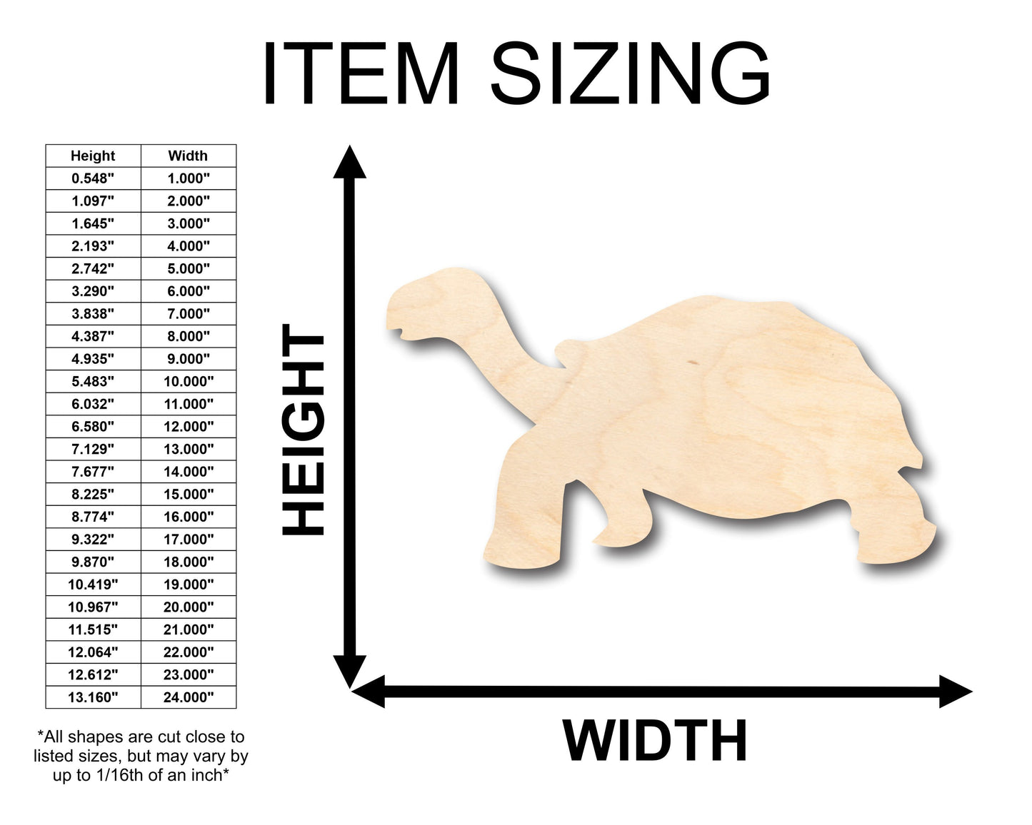 Unfinished Wood Tortoise Shape - Craft - up to 46" DIY