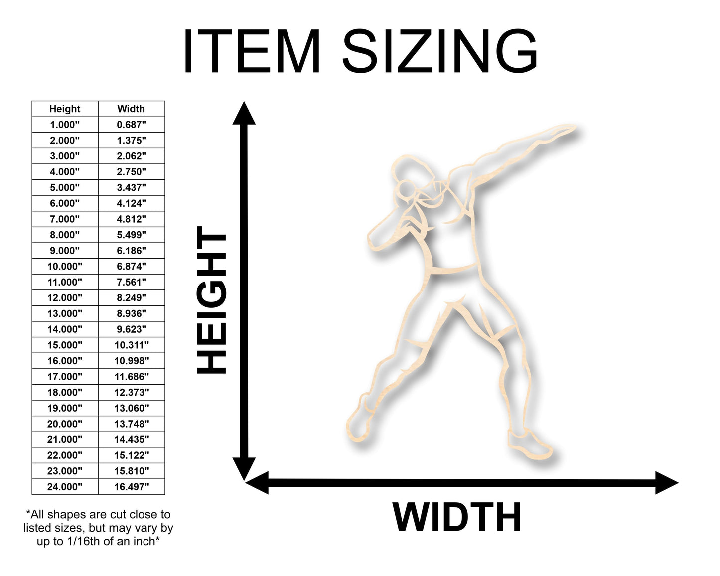 Unfinished Wood Track Thrower Shot Put Shape - Craft - up to 46" DIY