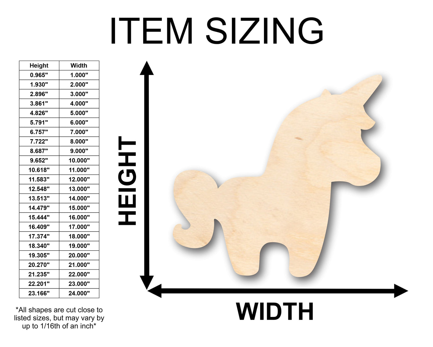 Unfinished Wood Unicorn Shape - Craft - up to 46" DIY