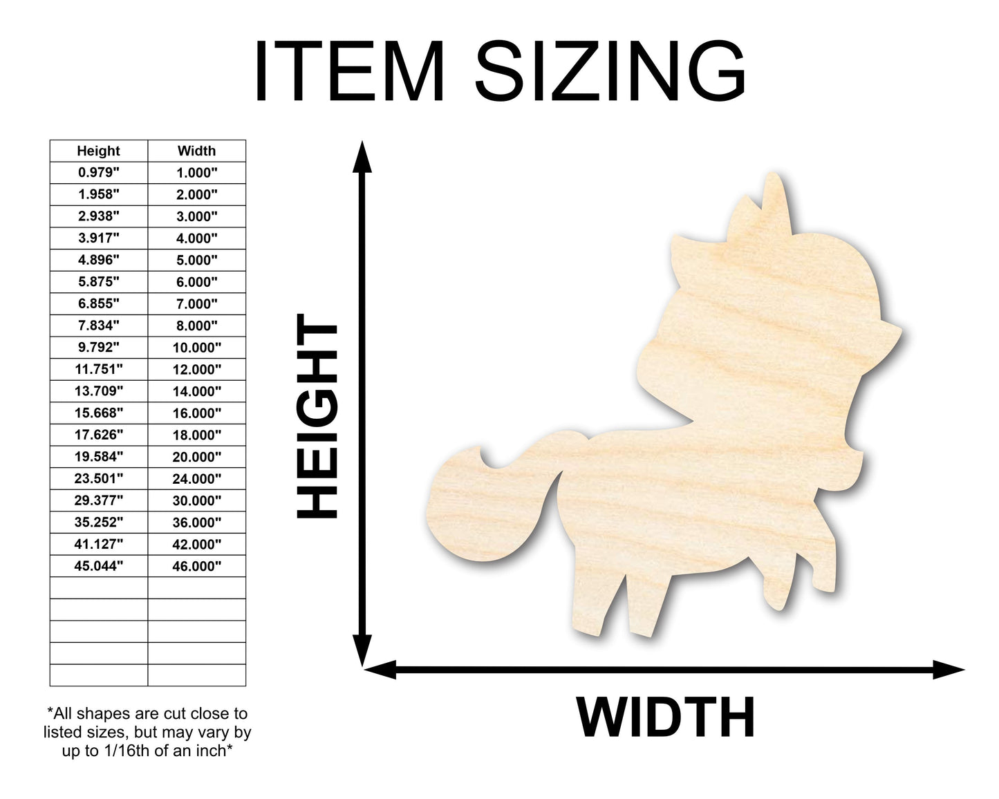 Unfinished Wood Unicorn Shape - Craft - up to 46" DIY