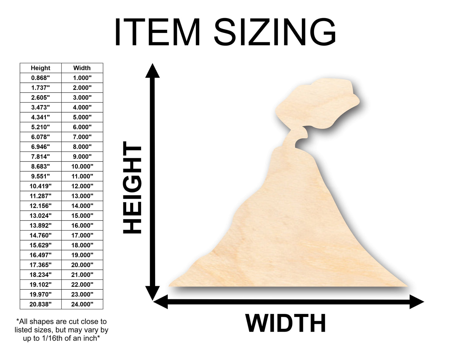 Unfinished Wood Volcano Shape - Craft - up to 46" DIY