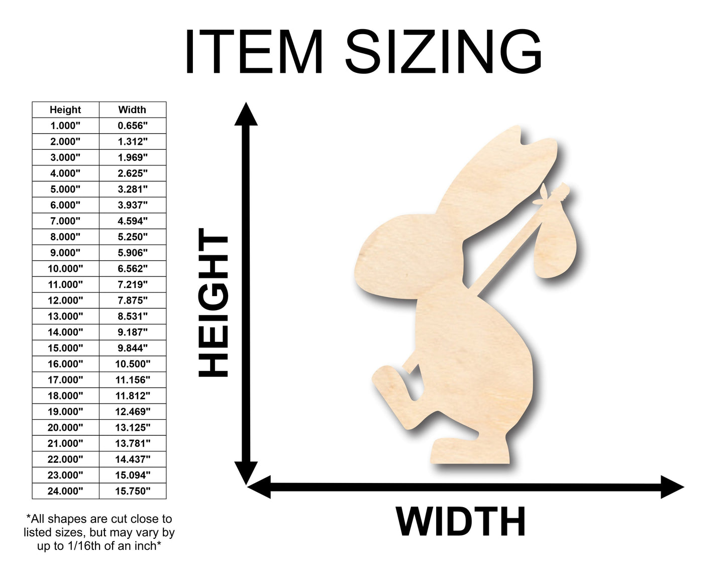 Unfinished Wood Walking Rabbit Shape - Craft - up to 46" DIY
