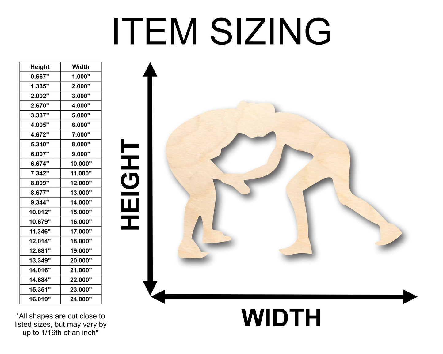 Unfinished Wood Wrestlers Shape - Craft - up to 46" DIY