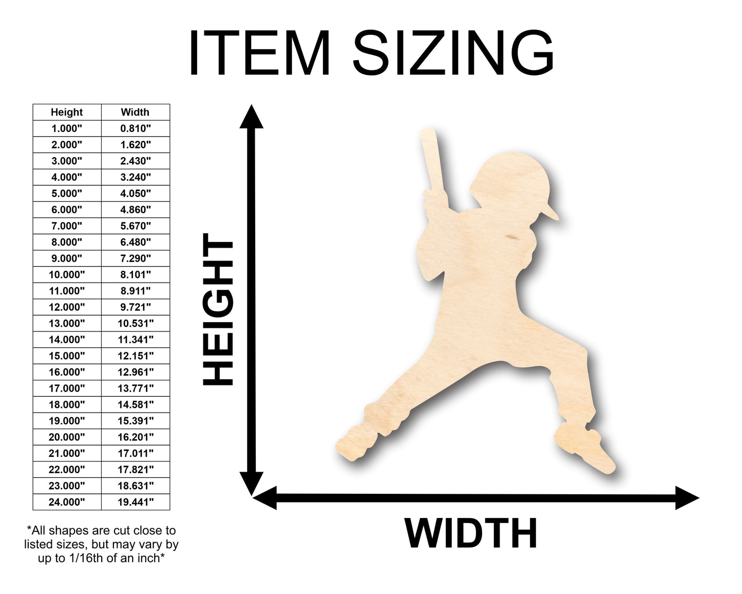 Unfinished Wood Youth Baseball Shape - Craft - up to 46" DIY