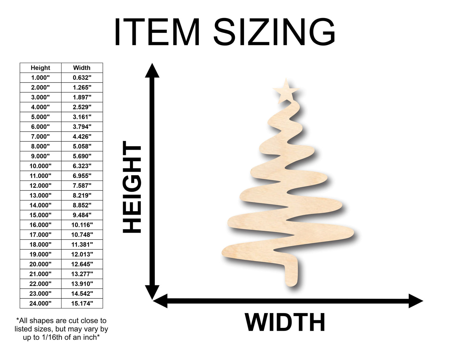 Unfinished Wood Zig Zag Tree Shape - Craft - up to 46" DIY