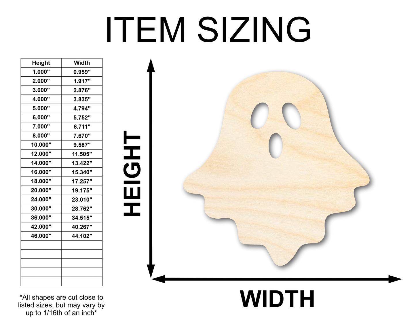Unfinished Sheet Ghost Shape | Halloween Craft Cutout | up to 46" DIY