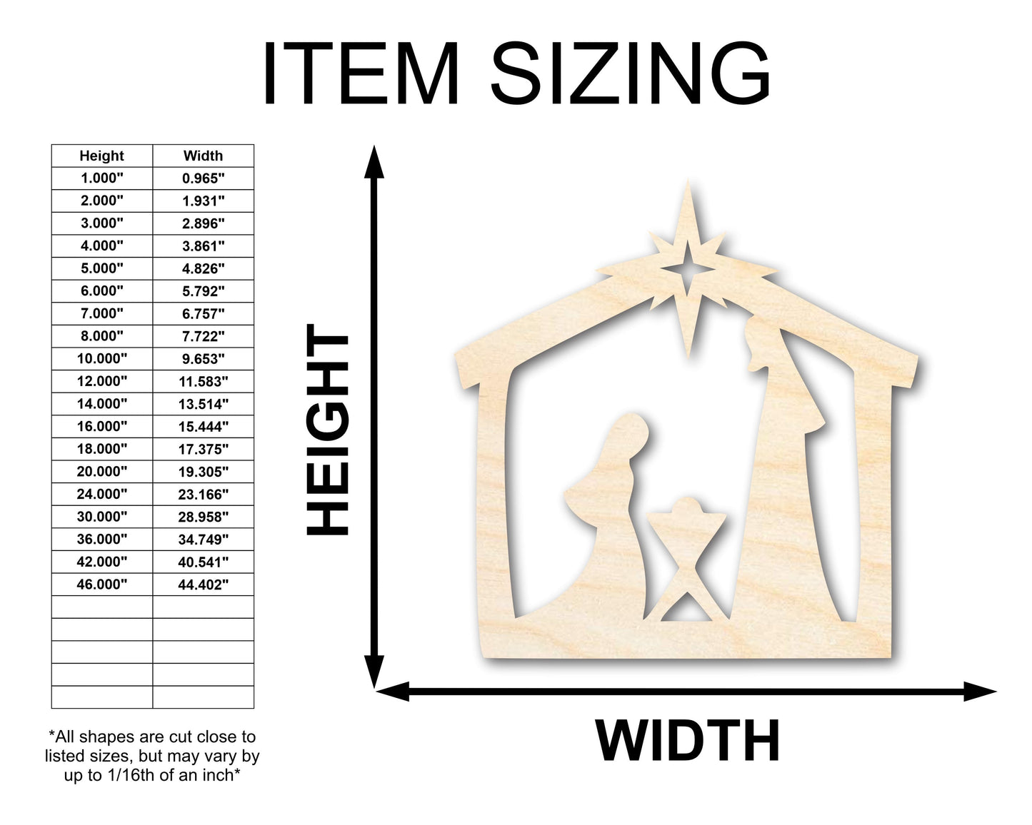 Unfinished Wood Nativity Scene Silhouette | DIY Christmas Craft Cutout | up to 46" DIY