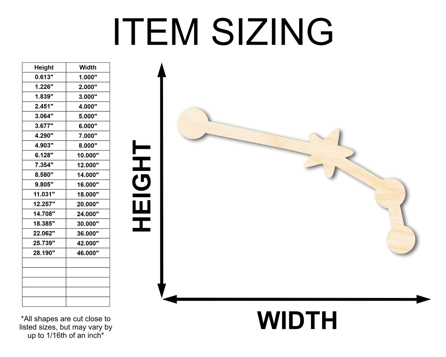 Unfinished Wood Aries Constellation Shape - Zodiac Craft - up to 46"