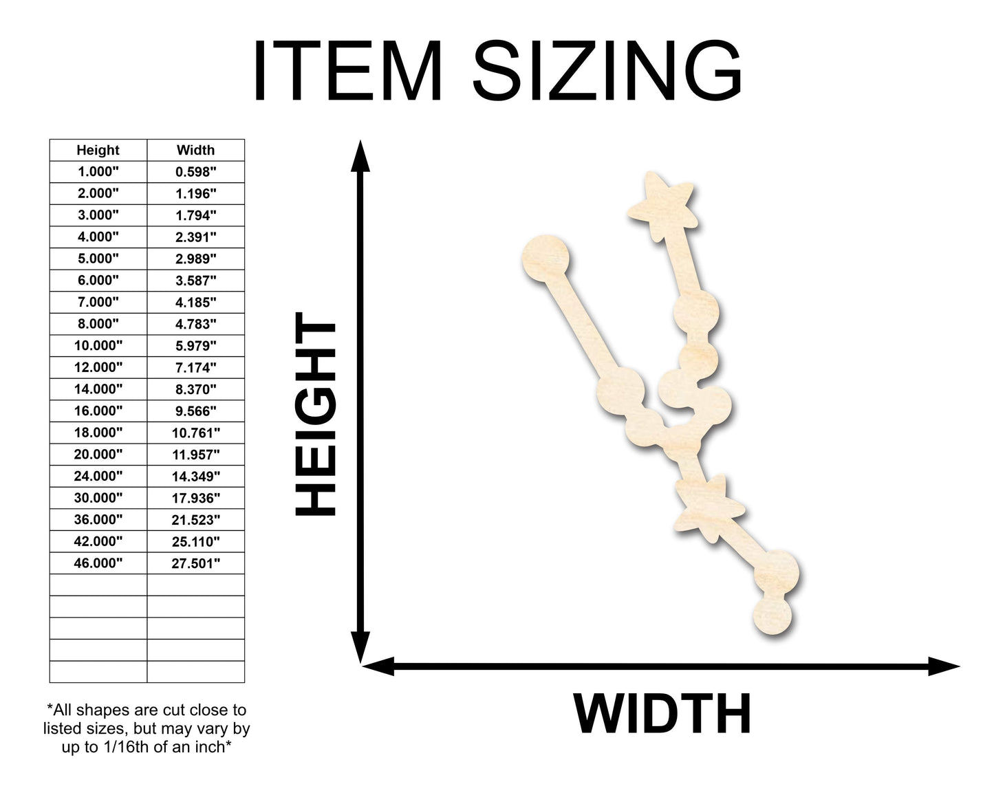 Unfinished Wood Taurus Constellation Shape - Zodiac Craft - up to 46"