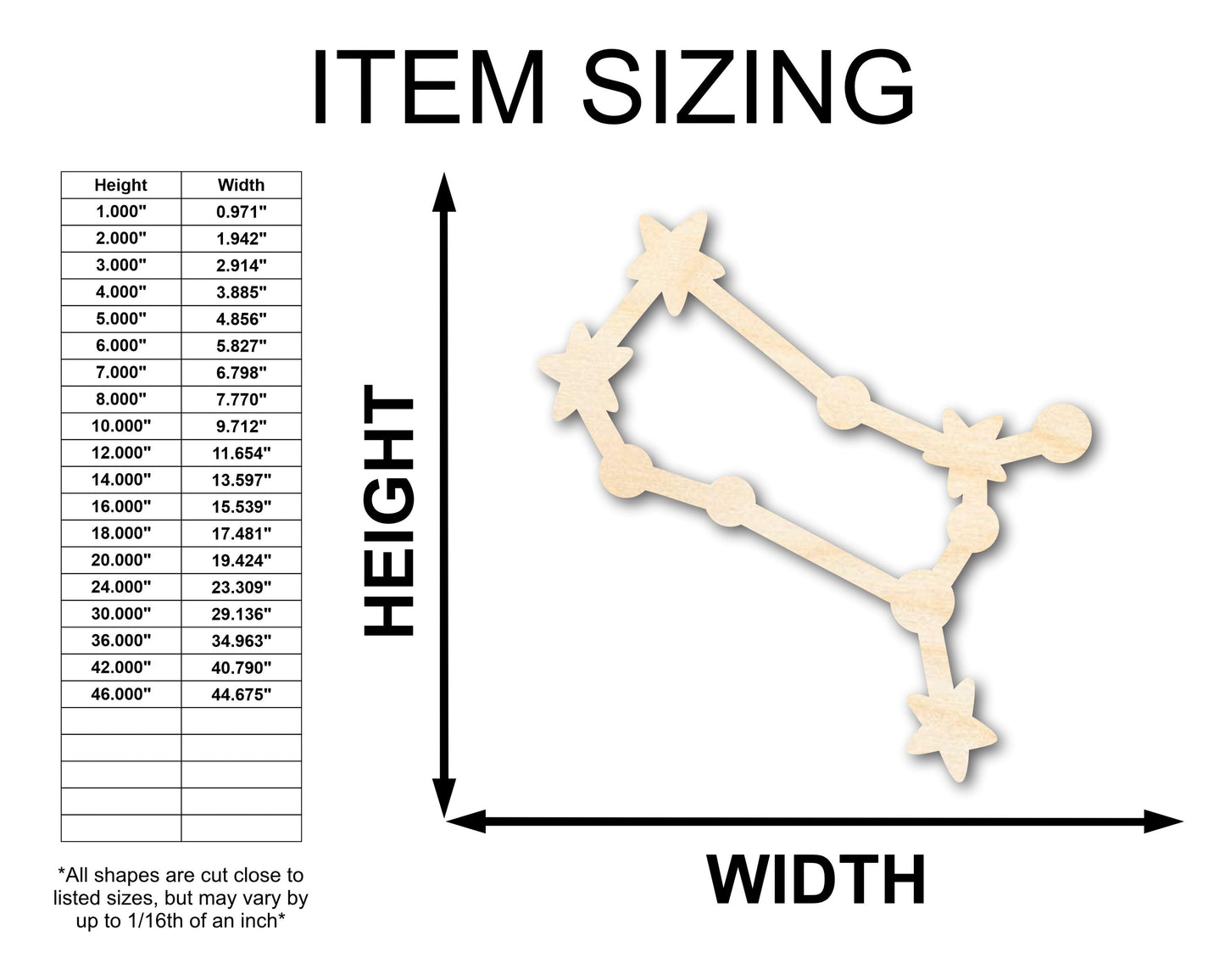 Unfinished Wood Gemini Constellation Shape - Zodiac Craft - up to 46"