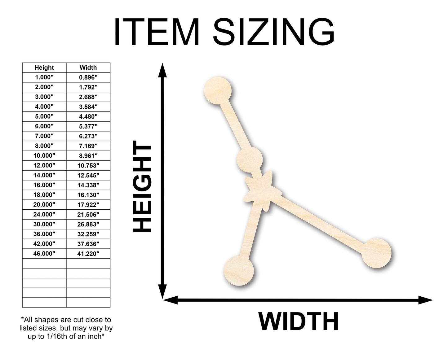 Unfinished Wood Cancer Constellation Shape - Zodiac Craft - up to 46"