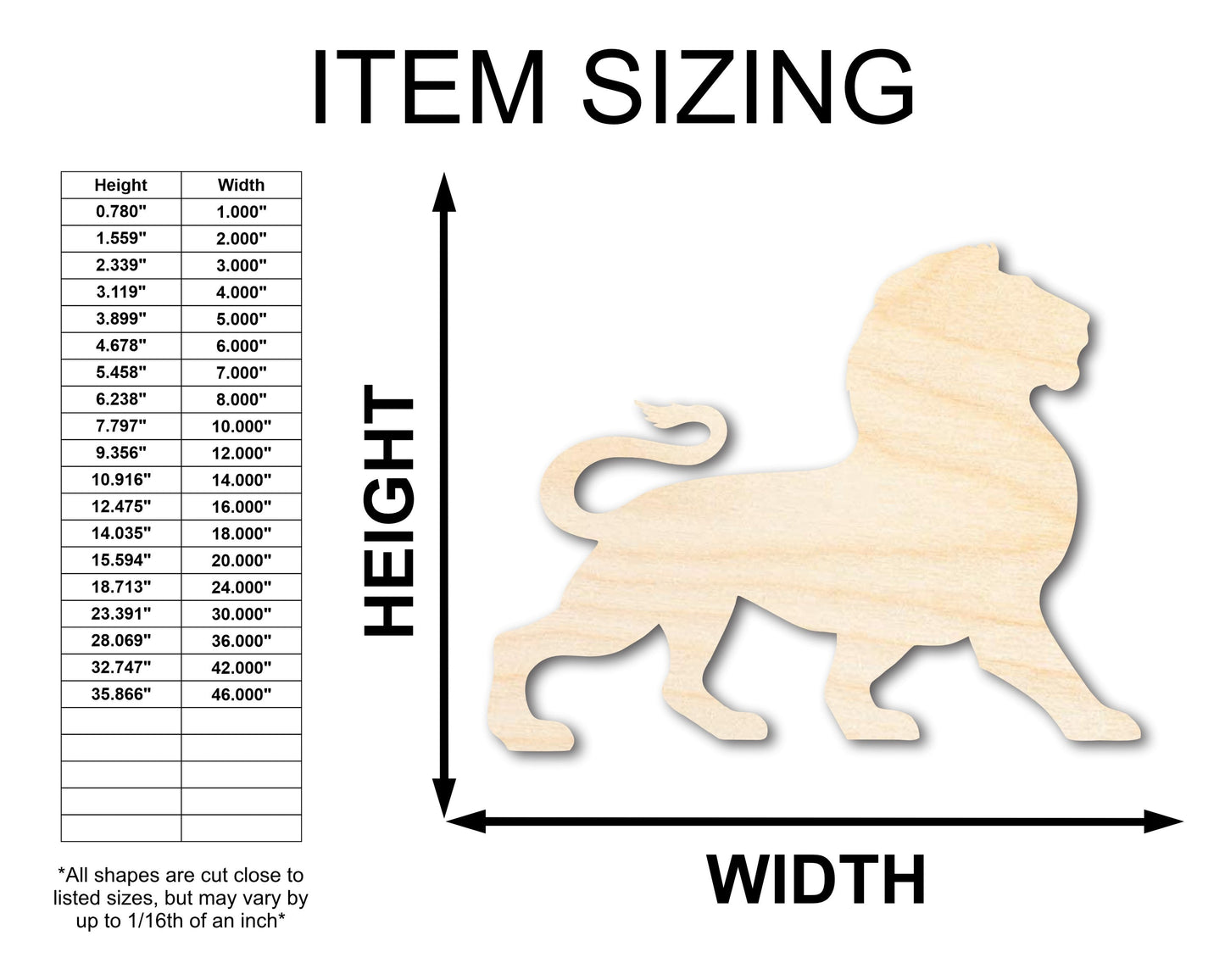 Unfinished Wood Leo Lion Shape - Zodiac Craft - up to 46"