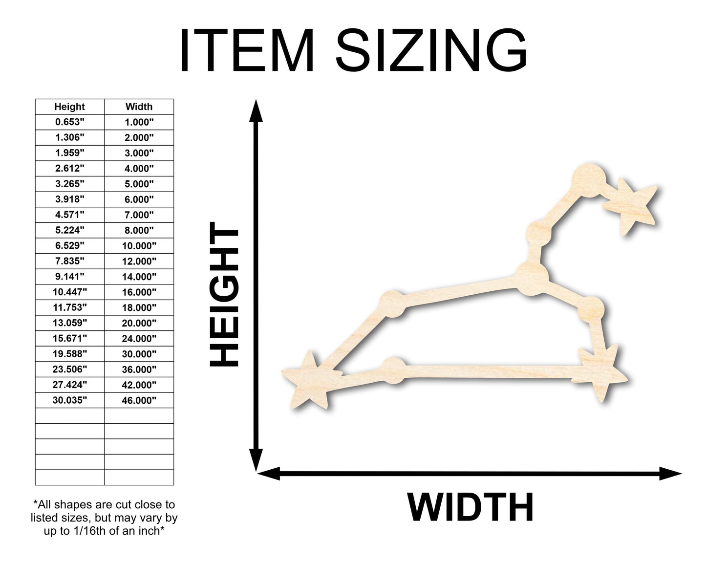 Unfinished Wood Leo Constellation Shape - Zodiac Craft - up to 46"