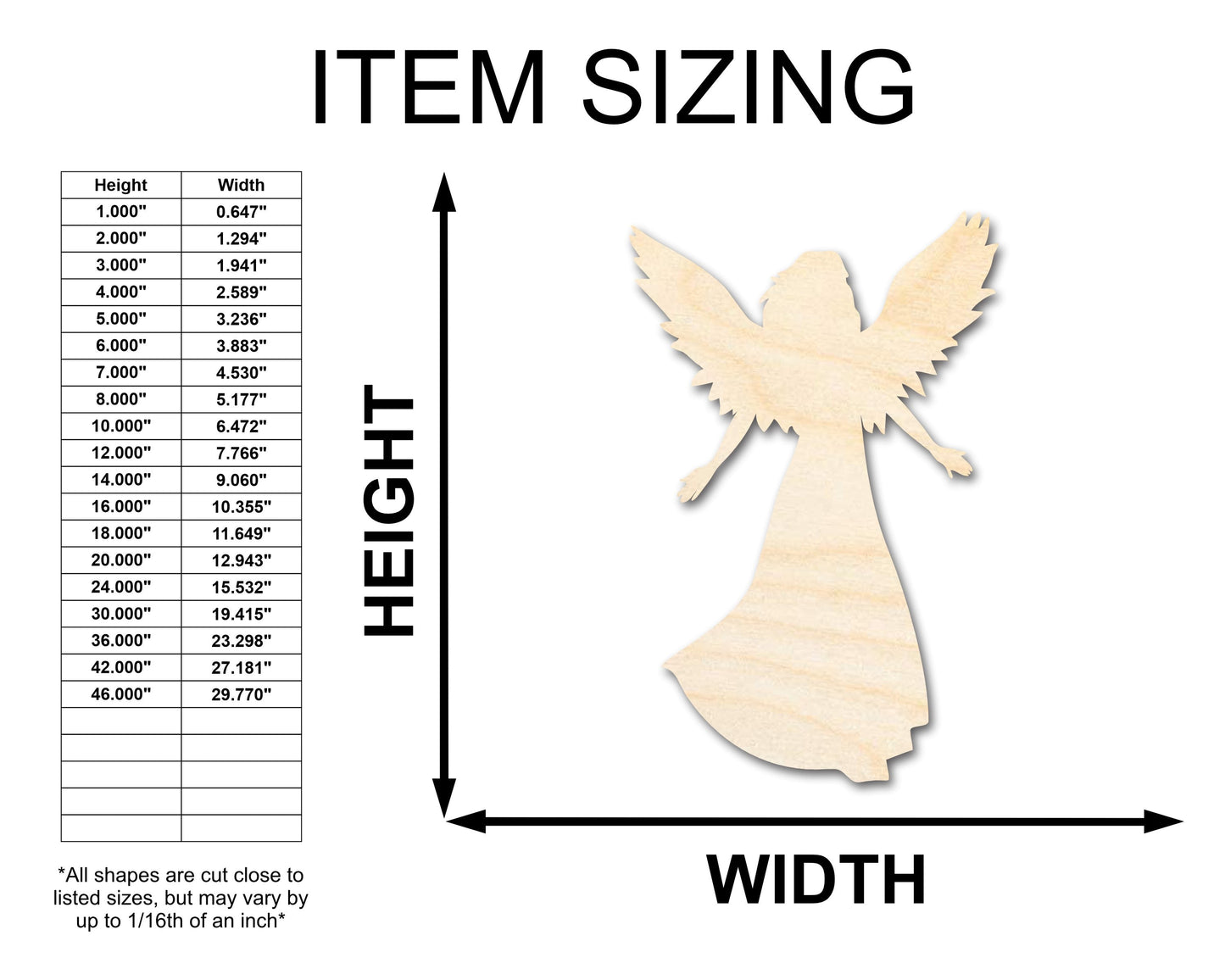 Unfinished Wood Virgo Angel Shape - Zodiac Craft - up to 46"