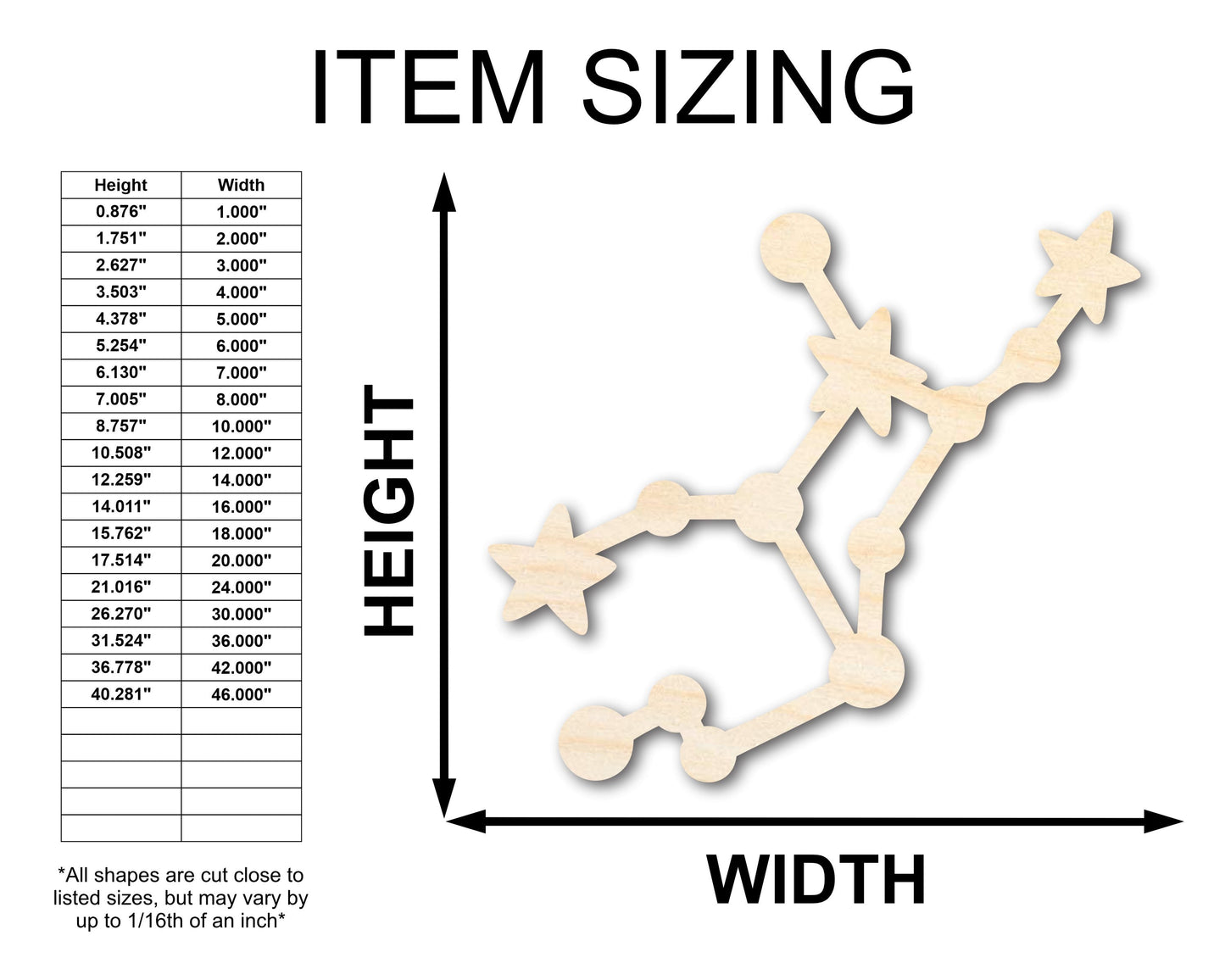 Unfinished Wood Virgo Constellation Shape - Zodiac Craft - up to 46"