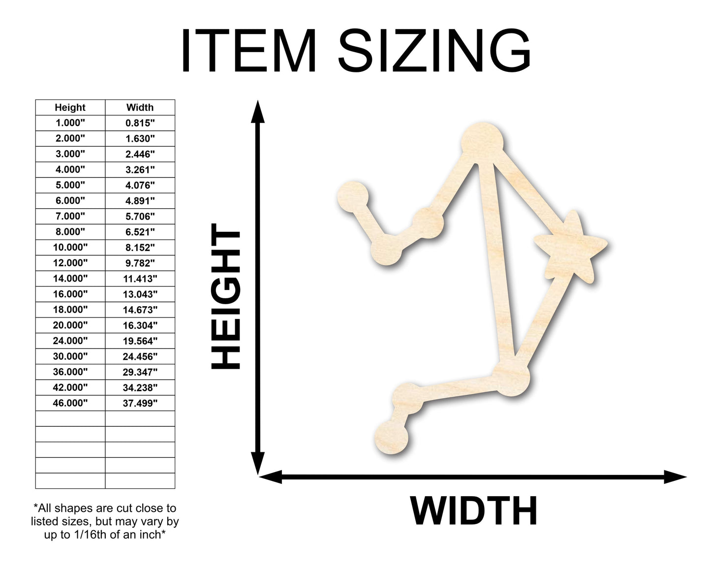 Unfinished Wood Libra Constellation Shape - Zodiac Craft - up to 46"