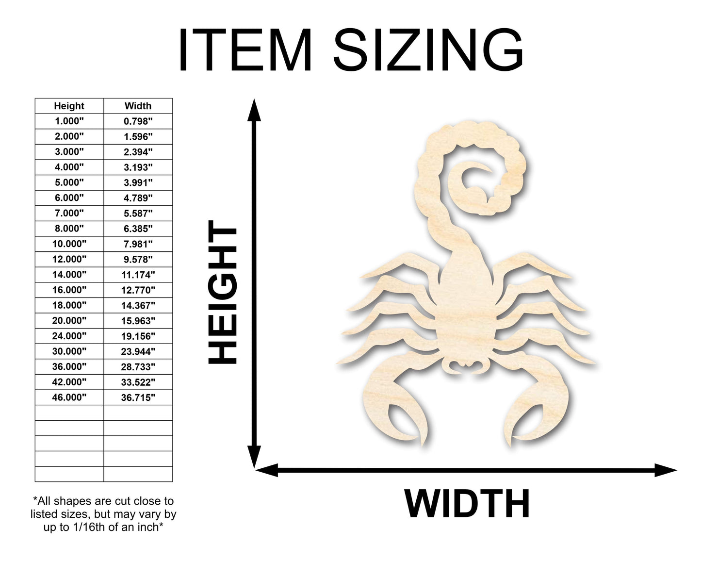 Unfinished Wood Scorpio Shape - Zodiac Craft - up to 46"