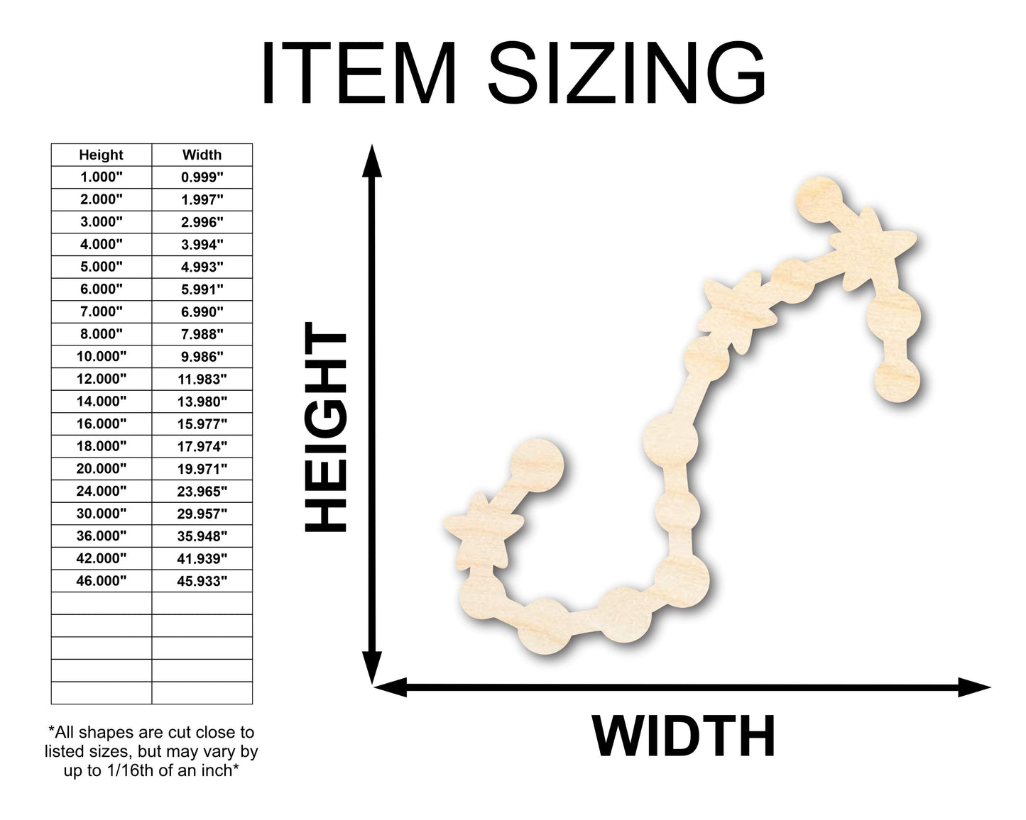 Unfinished Wood Scorpio Constellation Shape - Zodiac Craft - up to 46"