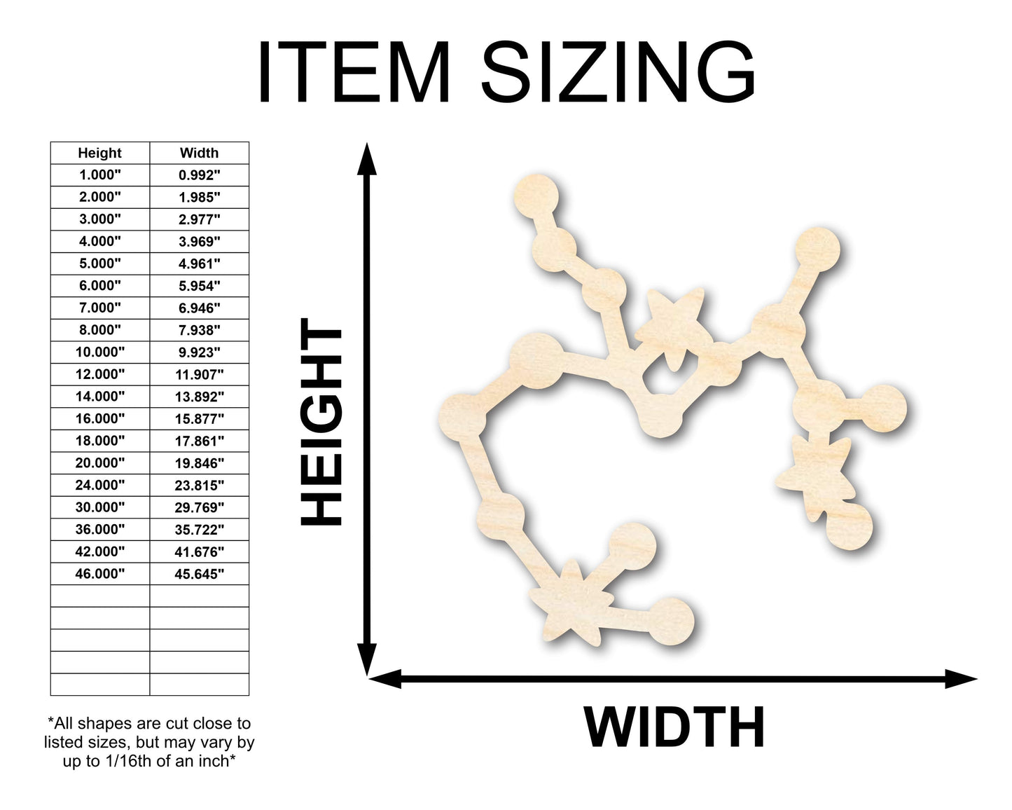 Unfinished Wood Sagittarius Constellation Shape - Zodiac Craft - up to 46"