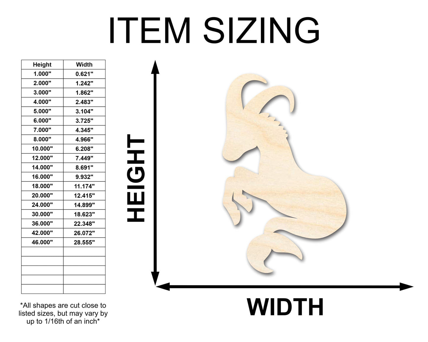 Unfinished Wood Capricorn Sea Goat Shape - Zodiac Craft - up to 46"