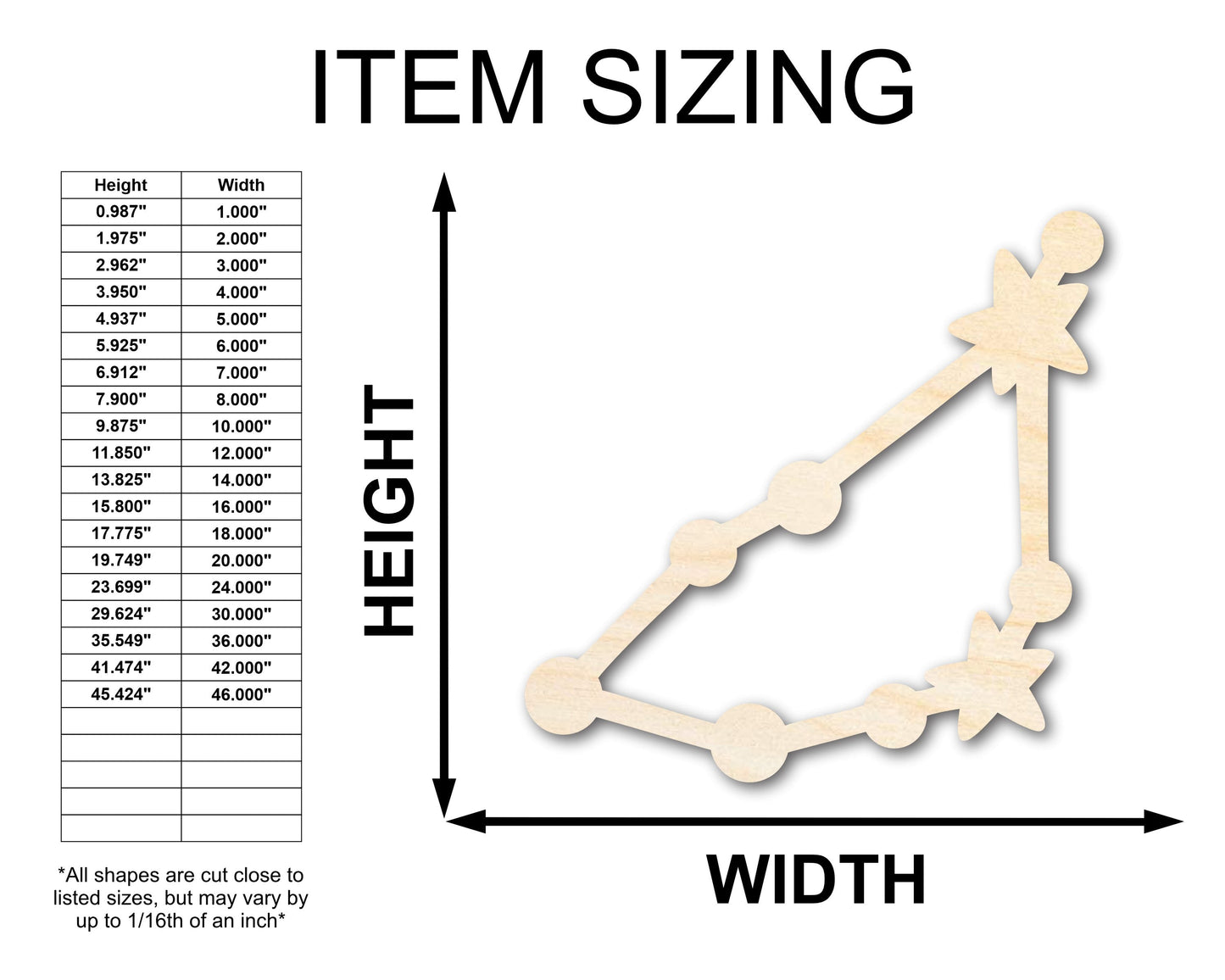 Unfinished Wood Capricorn Constellation Shape - Zodiac Craft - up to 46"