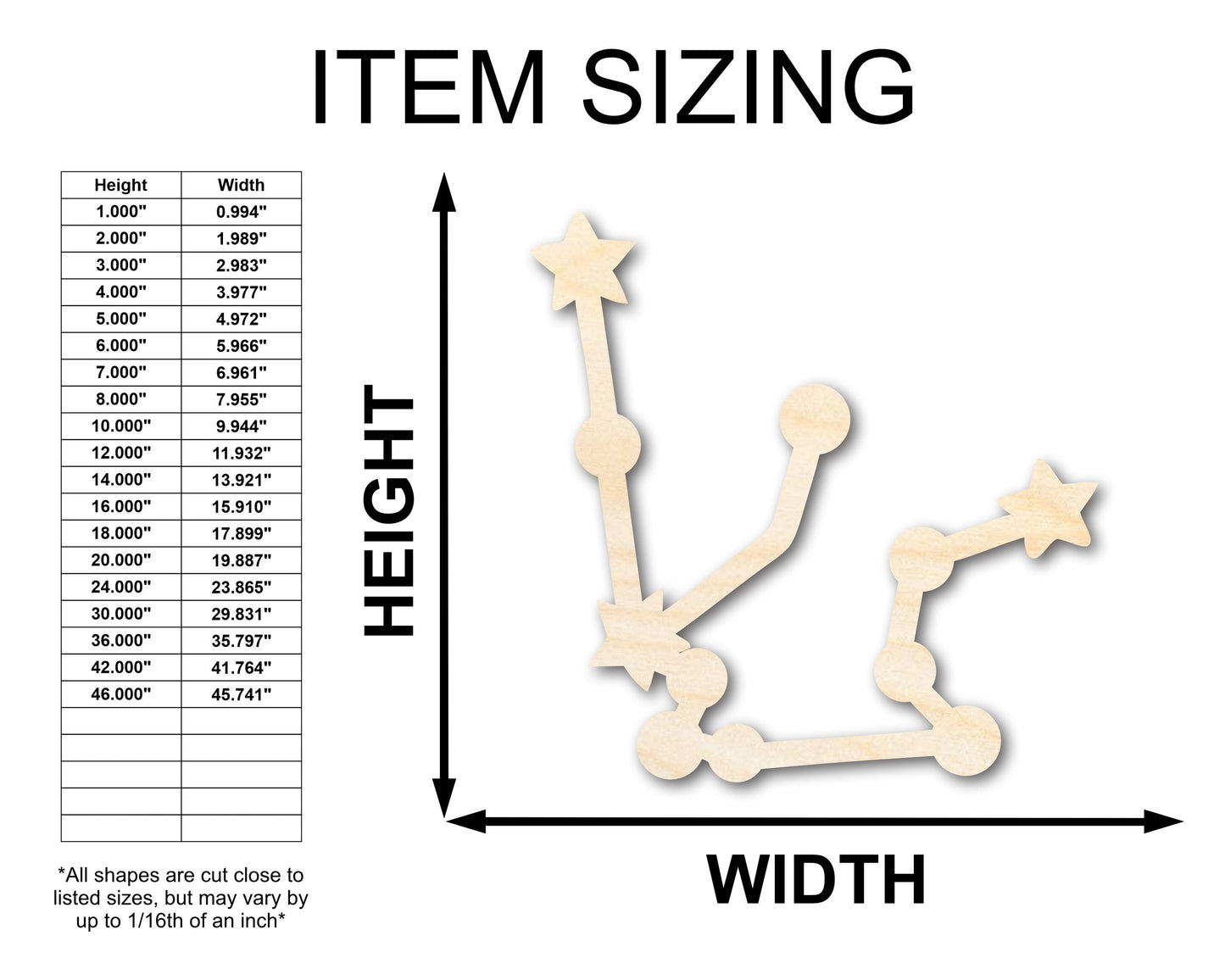 Unfinished Wood Aquarius Constellation Shape - Zodiac Craft - up to 46"