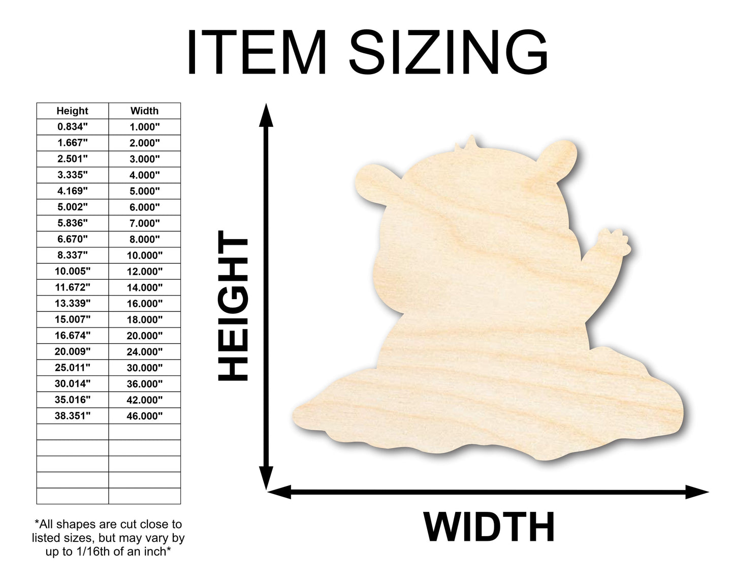 Unfinished Wood Groundhog Day Shape - Craft - up to 46" DIY