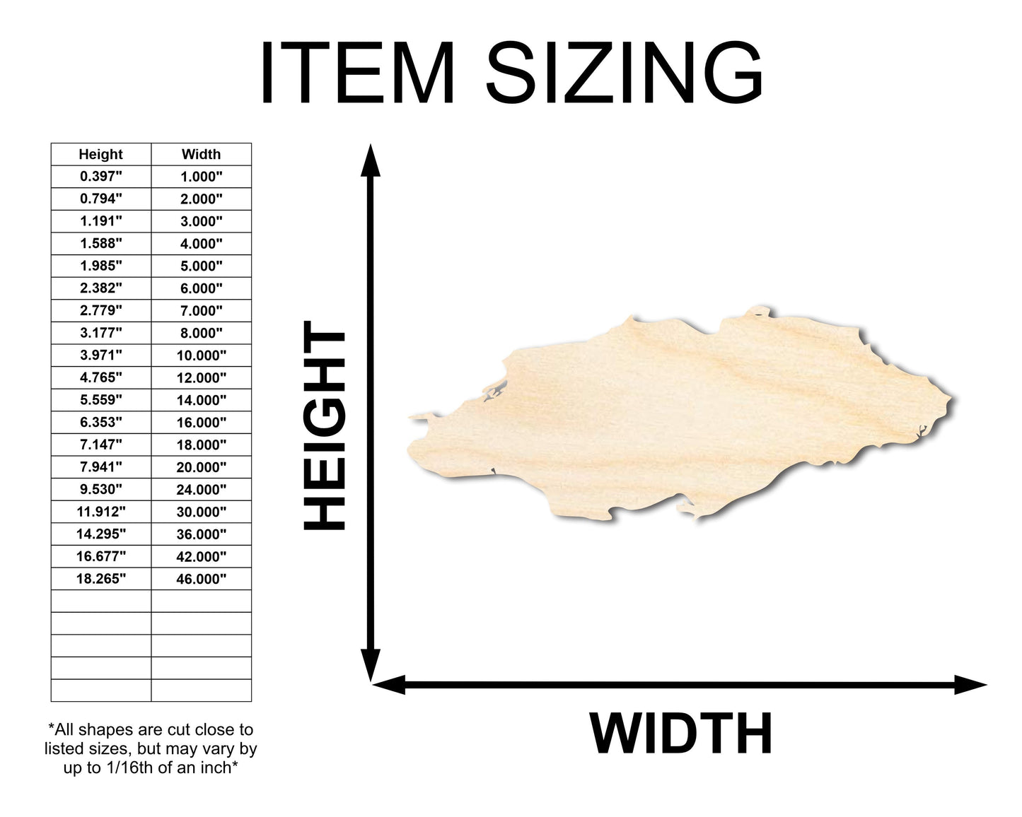 Unfinished Wood New Providence Island Shape - Bahamas Country Craft - up to 46" DIY