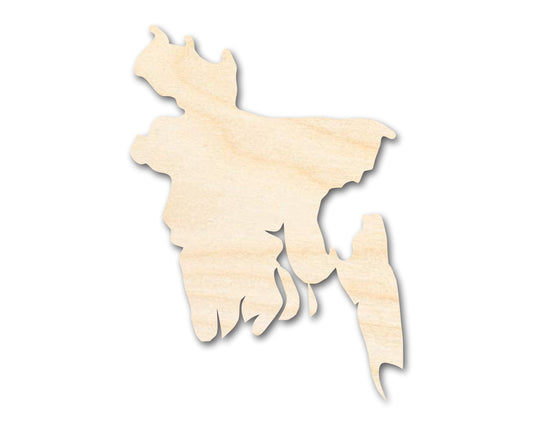 Unfinished Wood Bangladesh Country Shape - South Asia Craft - up to 46" DIY