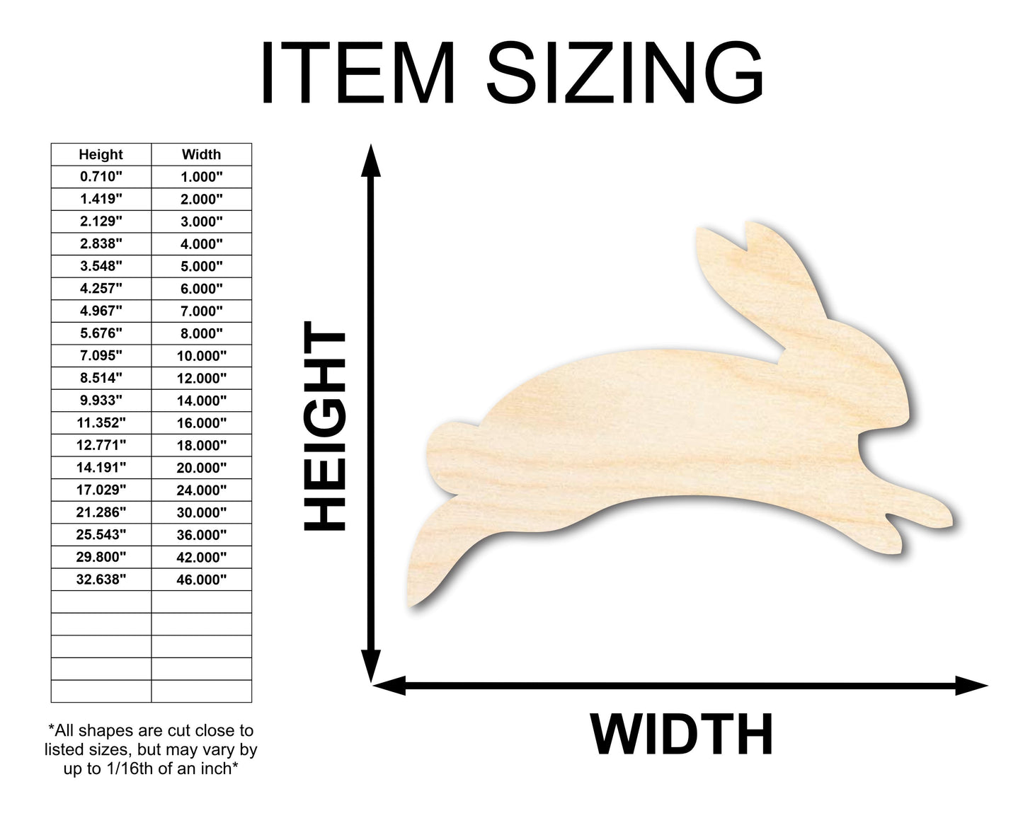 Unfinished Wood Cute Bunny Shape - Easter Spring Kids Craft - up to 46" DIY