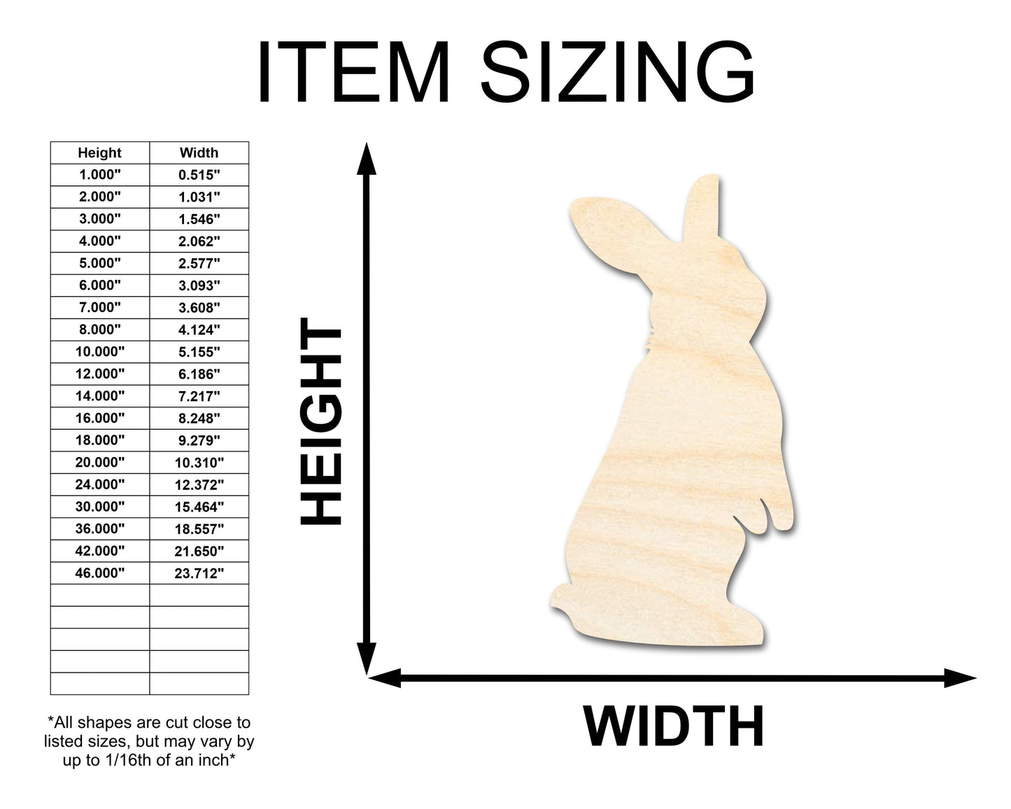 Unfinished Wood Standing Bunny Shape - Easter Craft - up to 46" DIY