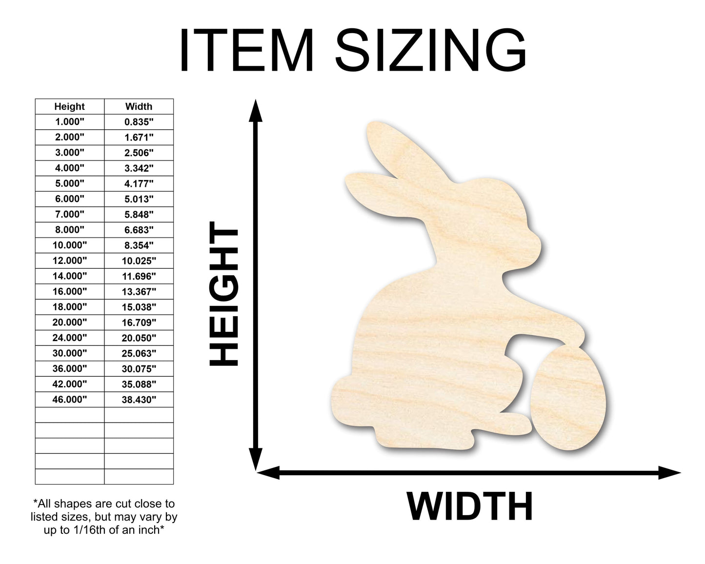 Unfinished Wood Easter Bunny Shape - Easter Bunny Egg Craft - up to 46" DIY